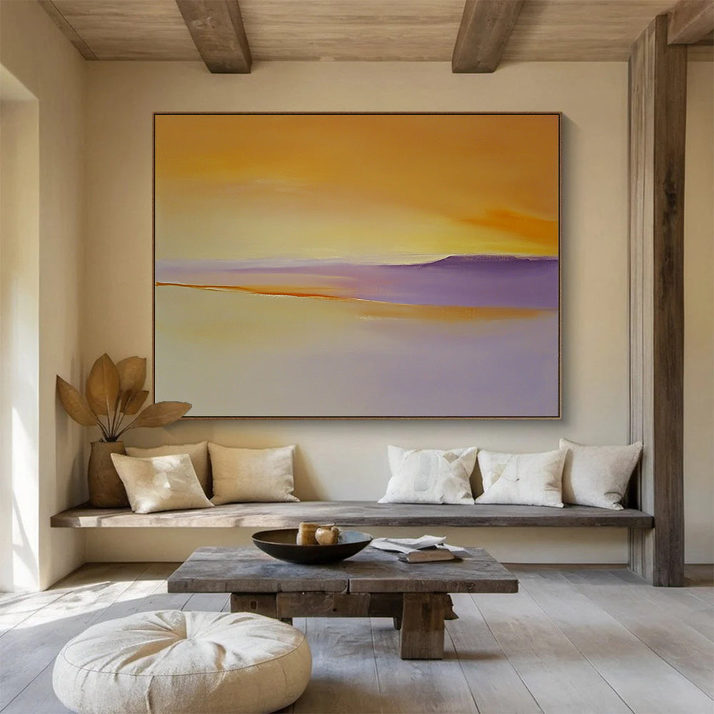 “Sunset Horizons” - Orange, Purple, Yellow, Abstract Dusk - Color - Field Acrylic Painting HB1508