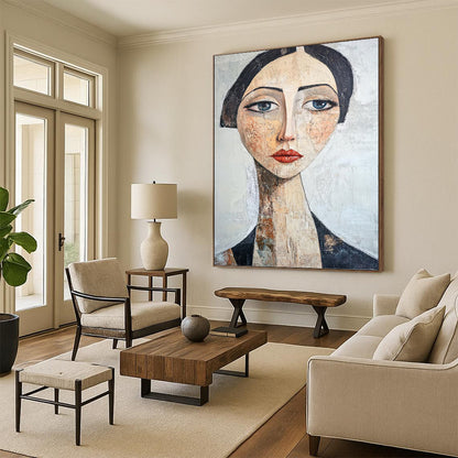 Vertical Hand - Painted Textured Custom Abstract Creation for Dining Room and Hotel DKH1654