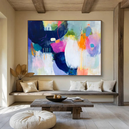“Vibrant Color Collage” - Pink, Purple, Orange, Blue, Abstract Shapes - Modernist Collage - Inspired Acrylic Painting HB1551