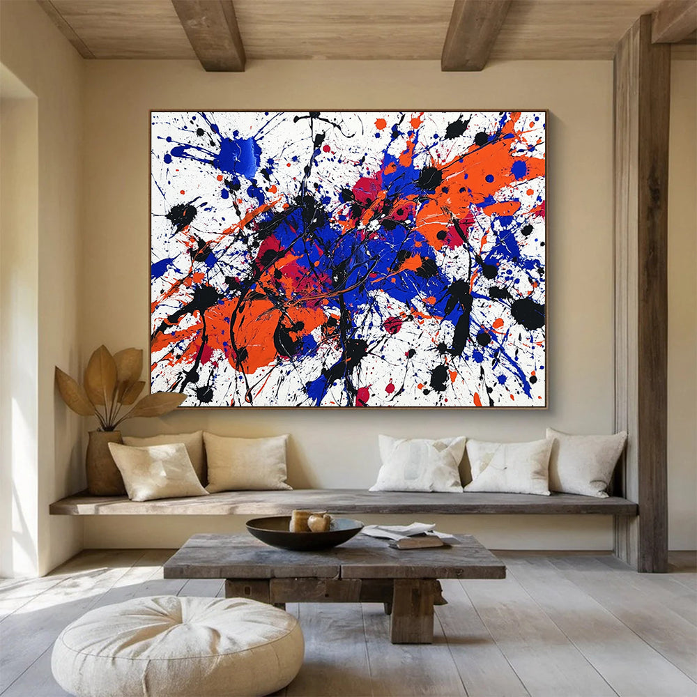 Splatter Abstract Expressionist - Dynamic Abstract Oil Painting On Canvas HB0484