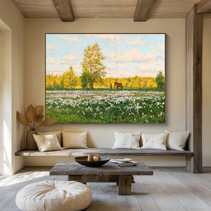 Summer Meadow with Horse - Peaceful Living Room or Office Art DLZ216