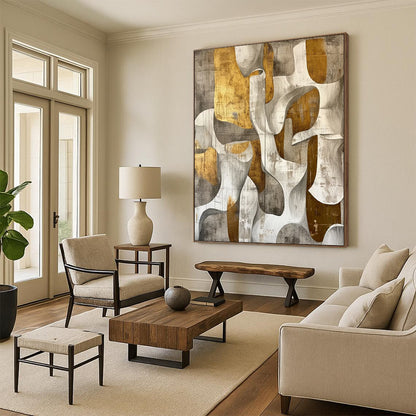 Large - Format Hand - Painted Custom Abstract Gemstone for Dining Room and Office DTP011