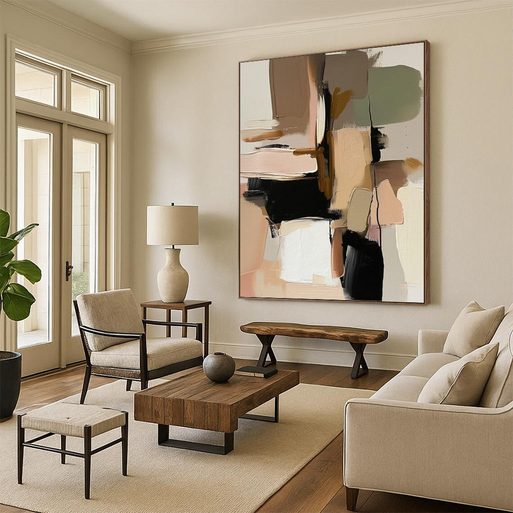 Captivatingly Large - Scale Hand - Painted Textured Abstract for Library & Reading Nook DKH1240