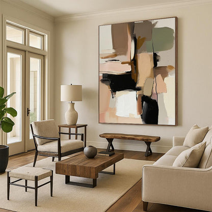 Captivatingly Large - Scale Hand - Painted Textured Abstract for Library & Reading Nook DKH1240