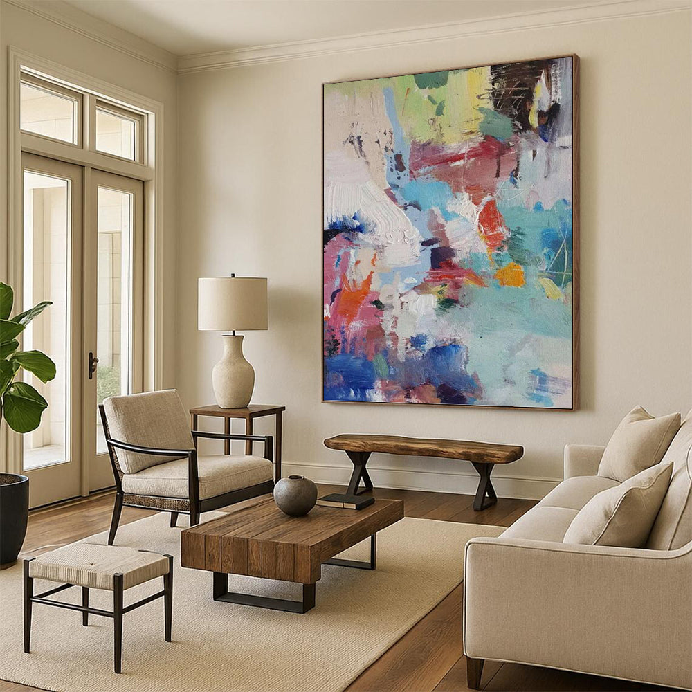 Monumental Vertical Hand - Painted Custom Abstract Marvel (with Galactic Textures) for Office and Hallway DKH1579