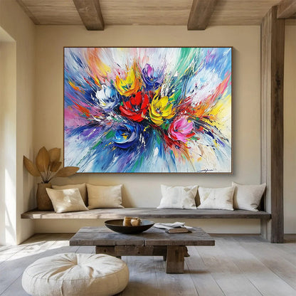 “Vibrant Flower Explosion” - Multicolor, Flower Explosion, Impasto - style HB1145
