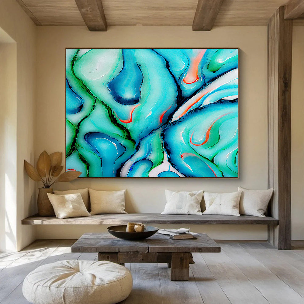 Glamorous Large Abstract Wall Art with Shimmering Textured Accents for Bar & Hotel Lobby DKH917
