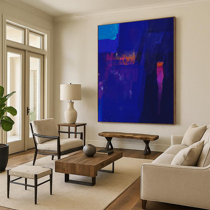 Oversized Custom Hand-Painted Abstract Canvas for Hotel & Entryway LargeART1820