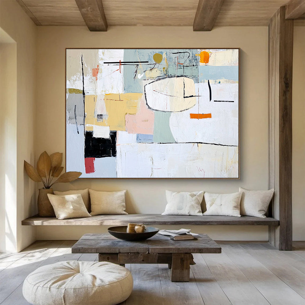 “Pastel Abstract” - Yellow, Pink, Blue, Soft Shapes - Impressionist - Inspired Acrylic Painting HB1532