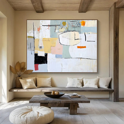 “Pastel Abstract” - Yellow, Pink, Blue, Soft Shapes - Impressionist - Inspired Acrylic Painting HB1532