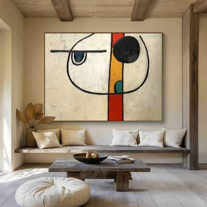 “Whimsical Abstract Face” - Black, White, Blue, Red, Yellow, Green - Playful Abstract Portrait - Acrylic Painting HB1313