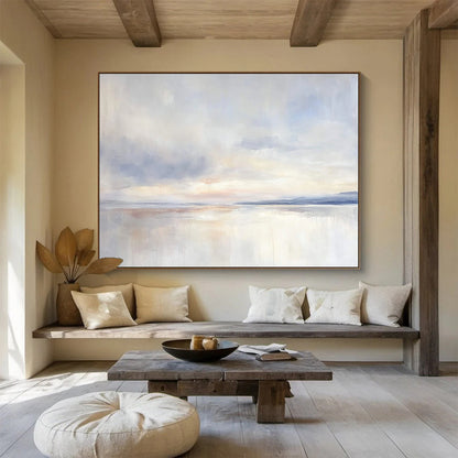 “Pastel Sky Reflection” - Blue, Pink, White, Gentle Skies and Water Painting On Canvas HB0935