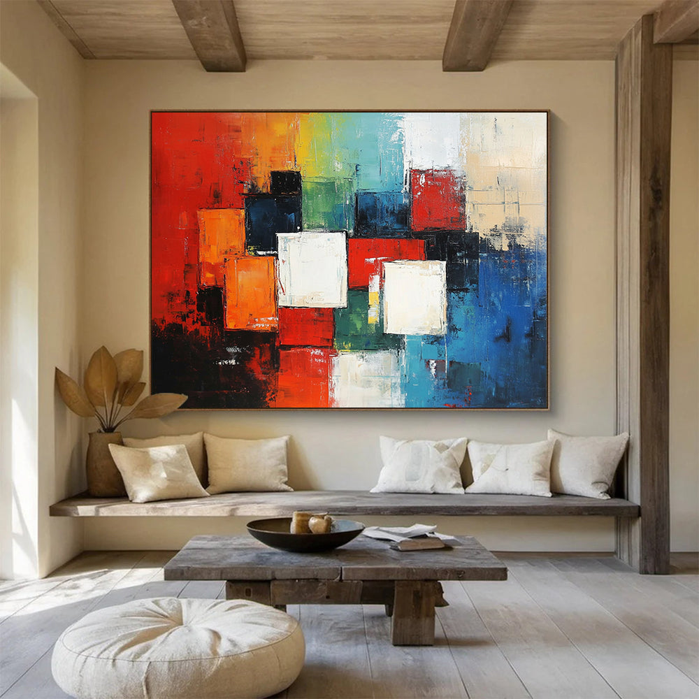 “Colorful Cubist Blocks” - Red, Green, Blue, Abstract Cubist Blocks HB1134