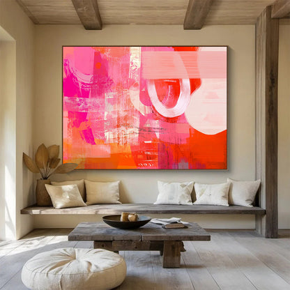 “Vibrant Pink - Orange Abstract” - Expressive Abstract Painting HB0532