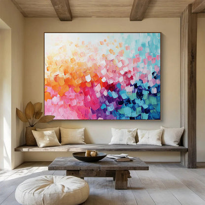 “Colorful Cubist Dots” - Rainbow Colors, Cubist Dots - Painting On Canvas HB1408