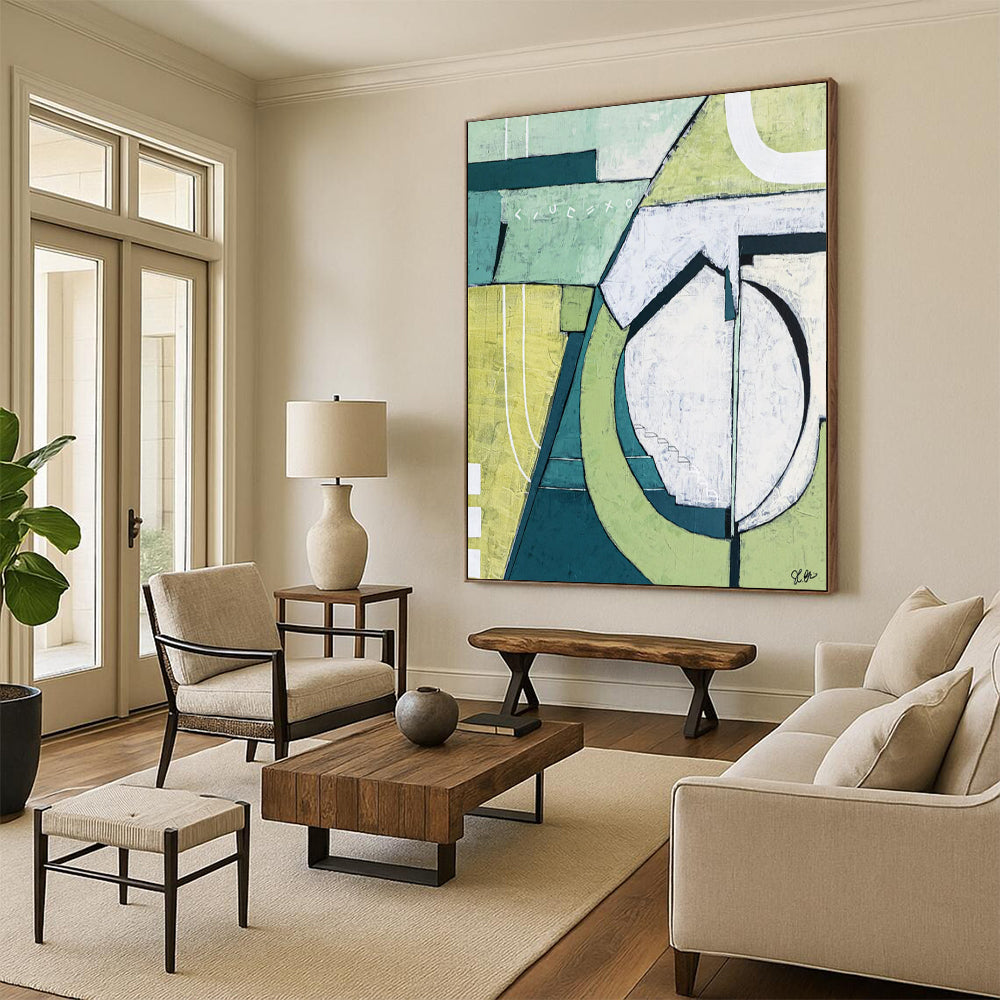 Spectacular Gigantic Hand-Painted Abstract Mural: Elevate Your Dining Room & Bar LargeART2375