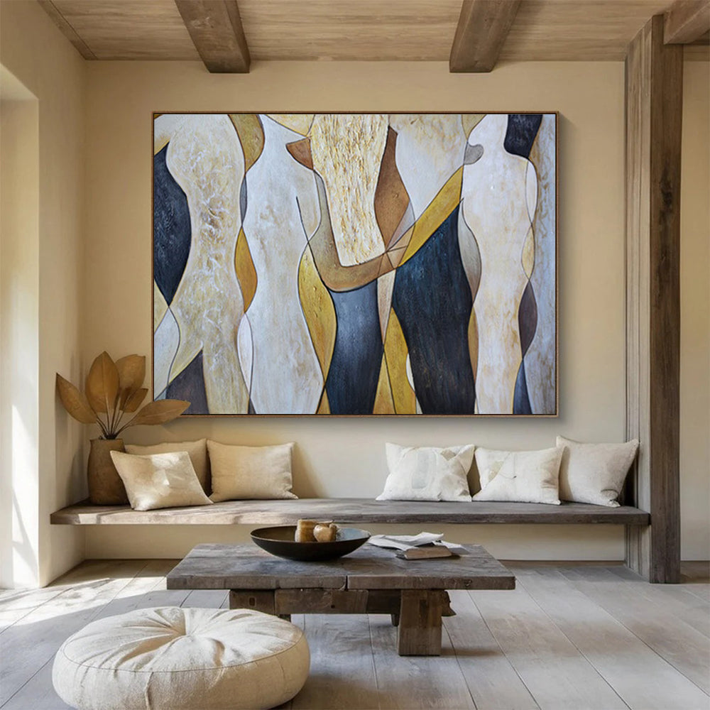 Grand Textured Hand - Painted Abstract Artwork for Interior Prestige DKH731
