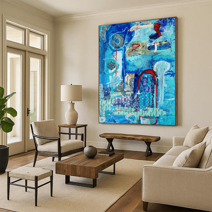 Custom Abstract Art: Large Dimensions, Textured Excellence for Bedroom & Hallway DTP296