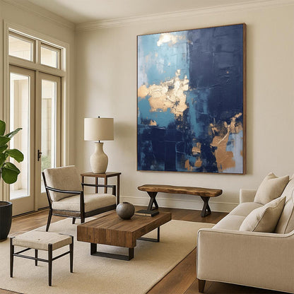 Snow - Capped Peaks: Monumental Hand - Painted Custom Abstract Art for Office and Hallway DTP130