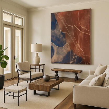 Ocean Foam: Extended Hand - Painted Custom Abstract Painting for Living Room and Bar DTP120