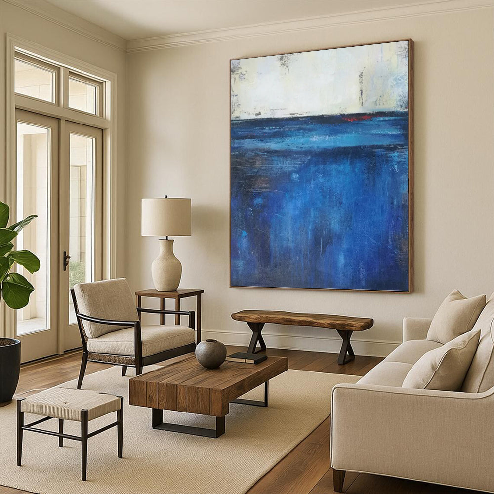 Monumental - Reach Vertical Hand - Painted Custom Abstract Saga (with Layered Textures) for Bedroom and Living Room DKH1567