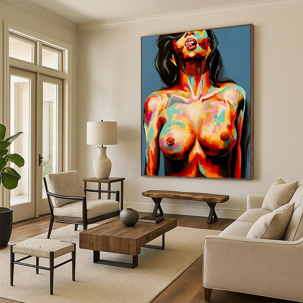 Custom Vertical Hand - Painted Abstract Art for Entryway and Hallway DKH1629