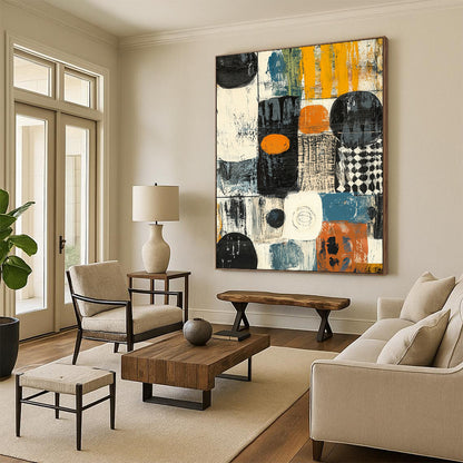 Colorful Abstract Blocks "Playful Composition" Painting On Canvas HB296