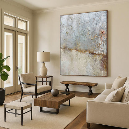 Enormous - Sized Hand - Painted Textured Custom Abstract Ode, for Living Room and Entryway DKH1508