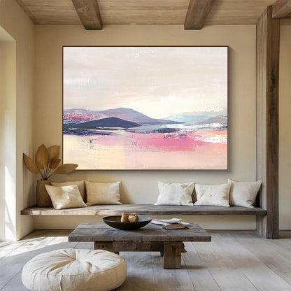 “Pastel Mountainscape” - Pink, Purple, Blue, Softly Painted Hills and Sky Painting On Canvas HB0940