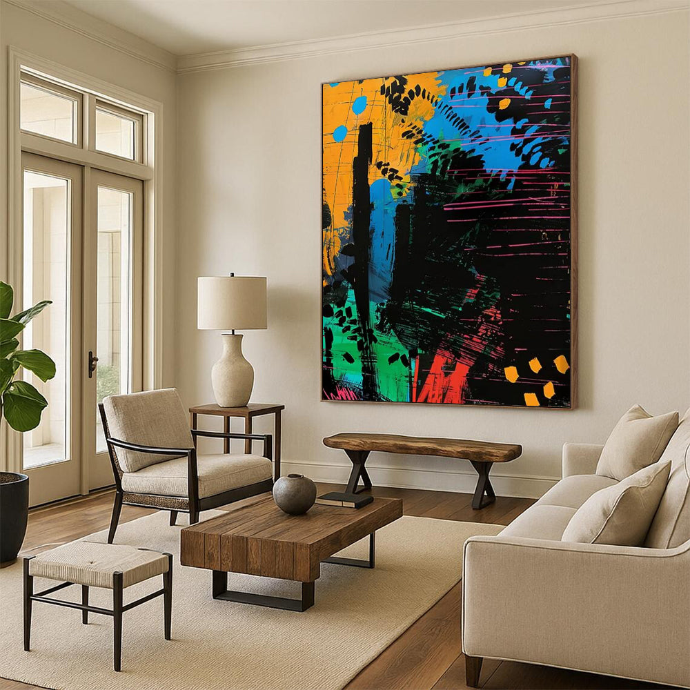 Nebula's Dance: Extra - Vast Hand - Painted Custom Abstract Painting for Living Room and Office DTP096