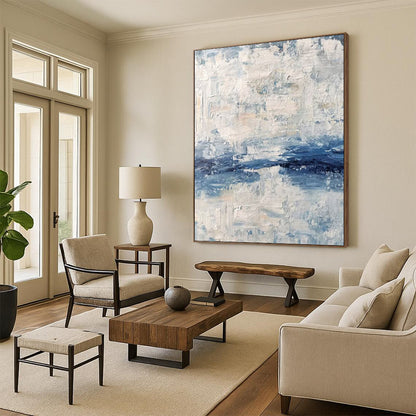 Supersized - Format Vertical Hand - Painted Textured Custom Abstract Madrigal, for Living Room and Entryway DKH1546