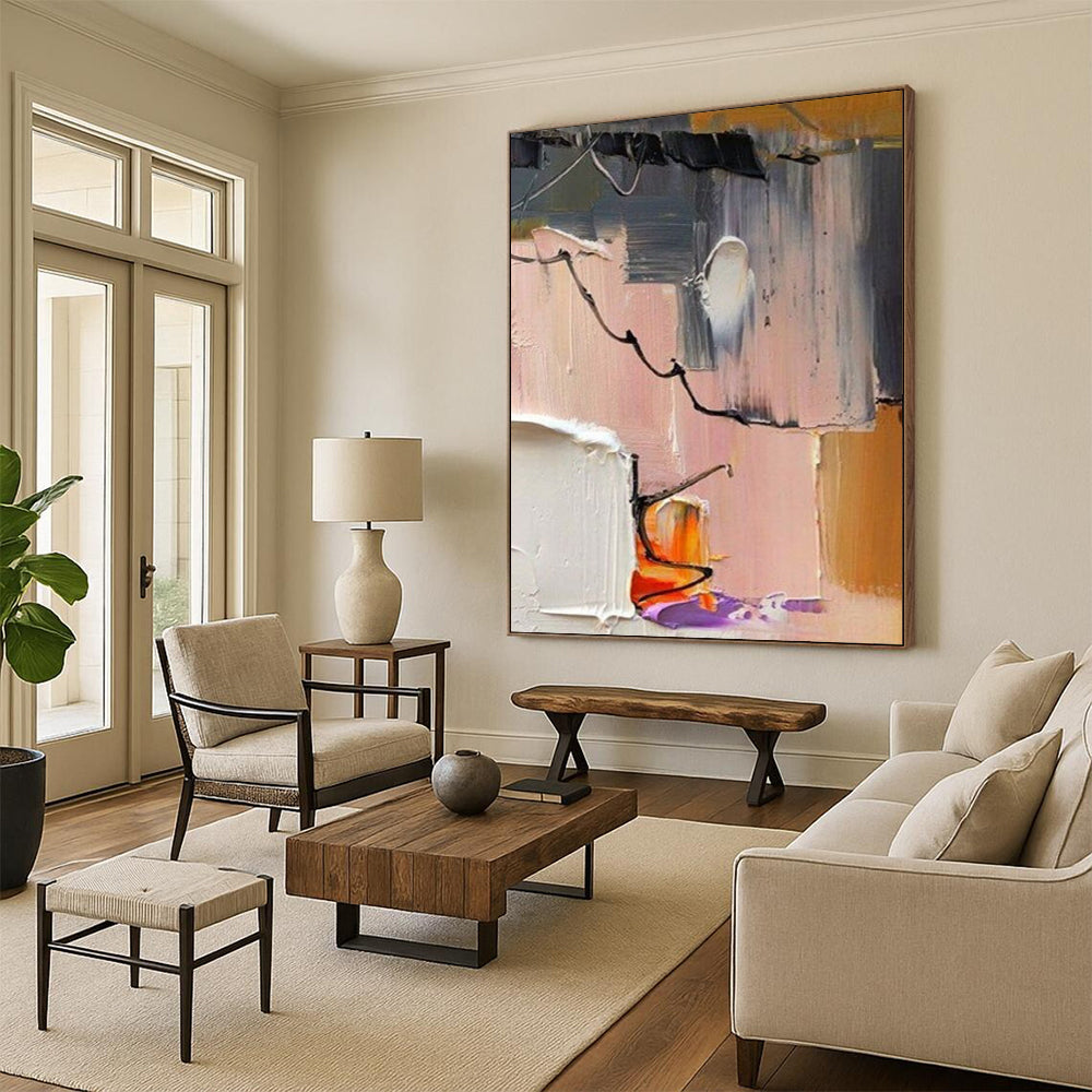 Handmade Large Abstract Paintings: Textured Styles for Bedroom & Office DTP270