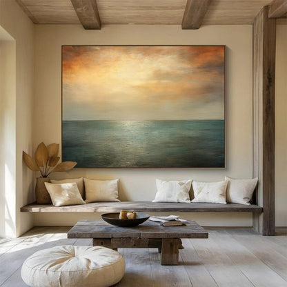 Serene Sea & Sky Abstract - Coastal Living Room Bliss DLZ010