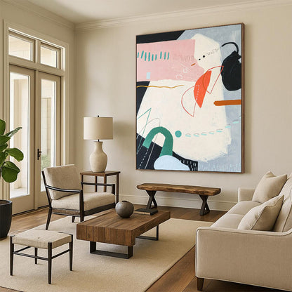 Exquisite Colossal Hand-Painted Abstract Canvases: Adorn Your Dining Room & Office LargeART2382
