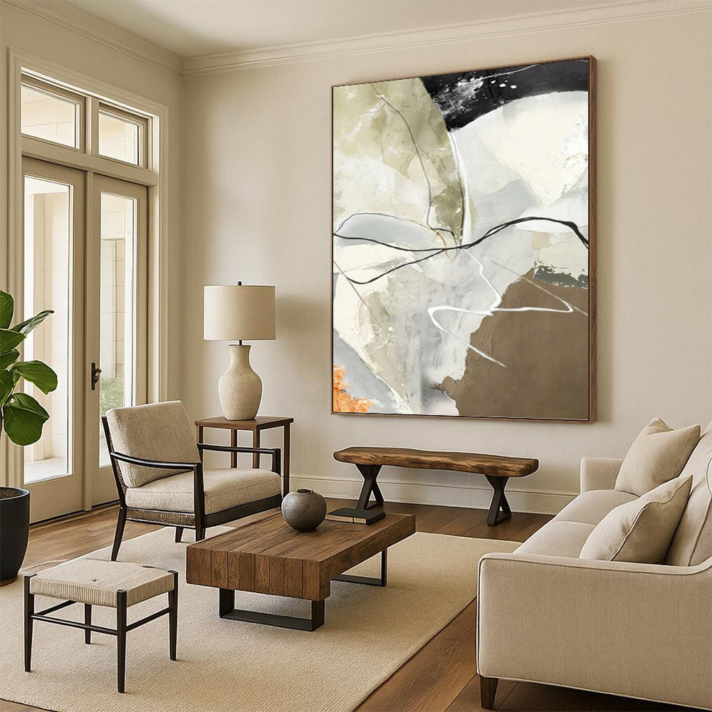 Stunningly Vast Hand - Painted Textured Abstract Canvas for Hallway & Entryway DKH1237