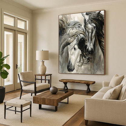 Vertical Hand - Painted Textured Custom Abstract Creation for Bedroom and Office DKH1644