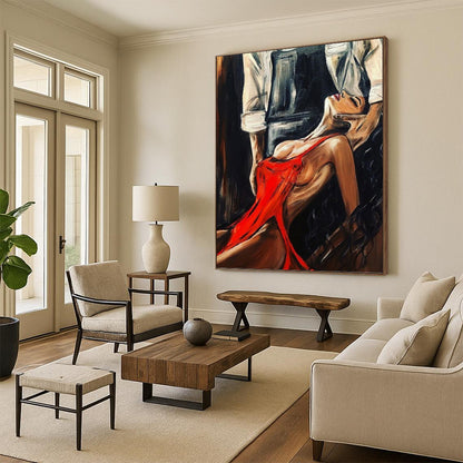 Immense Vertical Hand - Painted Custom Abstract Treasure (with Quilted Textures) for Bar and Hotel DKH1611