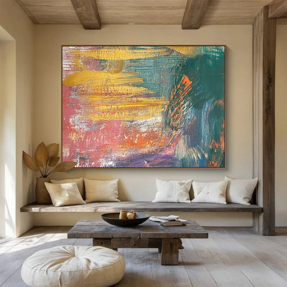 Colorful Abstract Sunset Hues - Vibrant Abstract Painting On Canvas HB0491