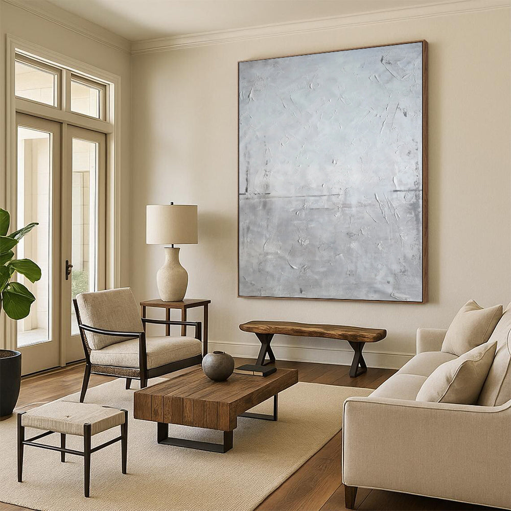 Towering Vertical Hand - Painted Custom Abstract Tapestry (with Oceanic Textures) for Dining Room and Hotel Lobby DKH1581