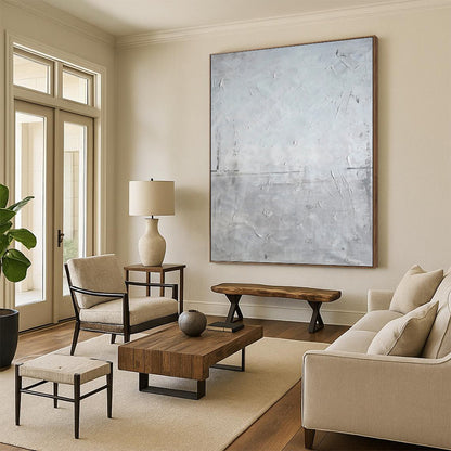 Towering Vertical Hand - Painted Custom Abstract Tapestry (with Oceanic Textures) for Dining Room and Hotel Lobby DKH1581