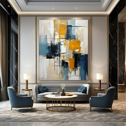 Oversized Custom Hand-Painted Abstract Mural for Living Room & Hotel Wellness Retreats LargeART1452