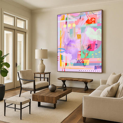 Large-Scale Custom Hand-Painted Abstract Art for Bedroom & Hotel LargeART1864