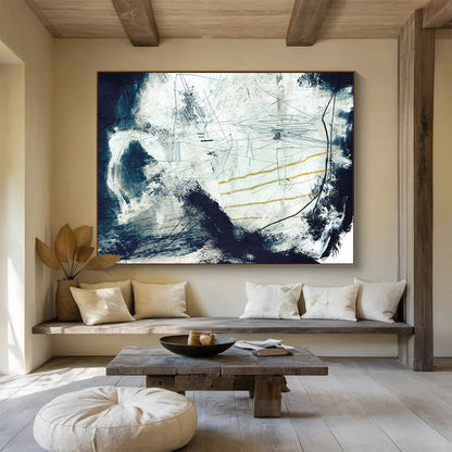 Black - White Line Abstract: A Focal Point for Modern Living Rooms DLZ141