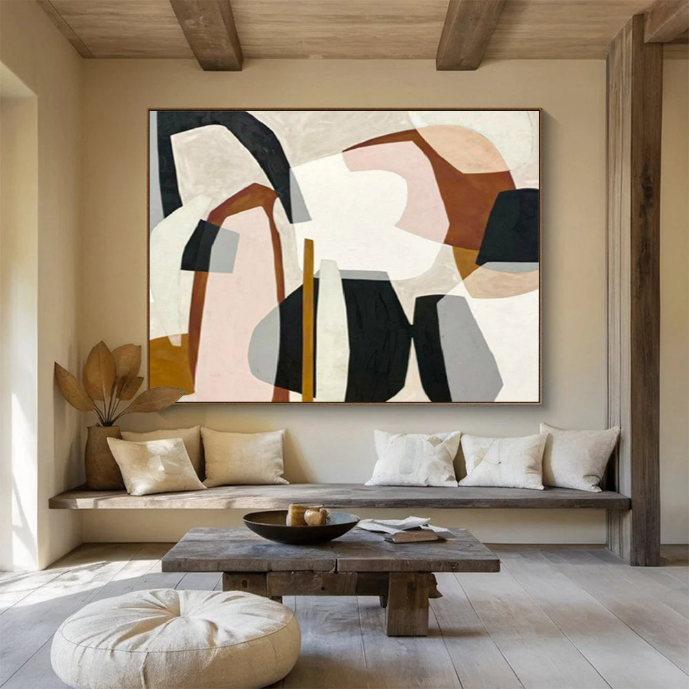 Grandiose Hand - Painted Textured Abstract Mural for Entryway & Dining Room DKH581