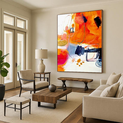 Custom Handmade Abstract Paintings: Big Sizes, Textured Details for Dining Room & Entryway DTP272