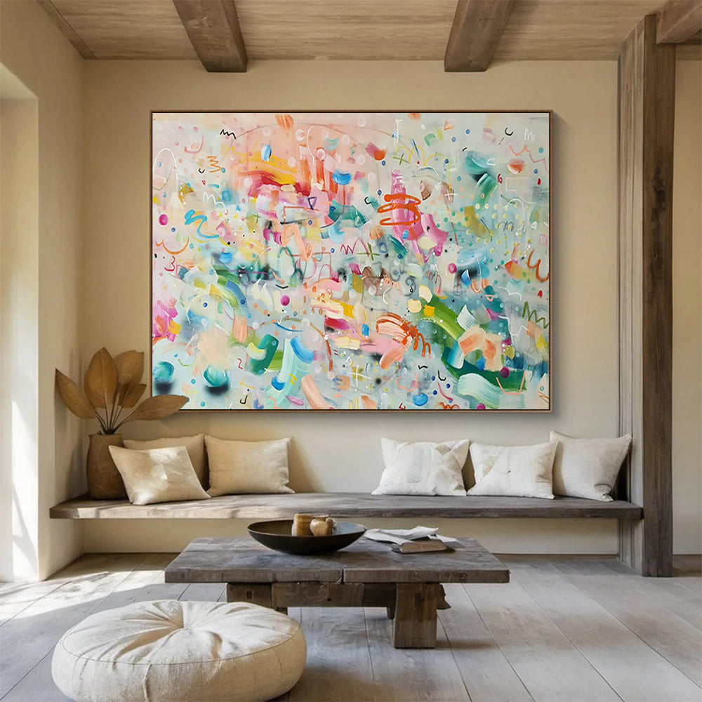 Colossal Hand-Painted Abstract Murals for Bedroom & Living Room LargeART1496