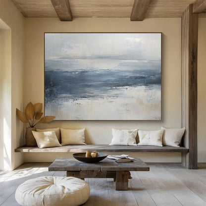 “Abstract Coastal Waves” - Blue, Gray, White - Abstract Coastal Scene - Acrylic Painting HB1304
