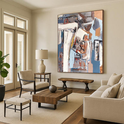 Super - Sized Hand - Painted Textured Custom Abstract Gem for Bedroom and Entryway DTP041