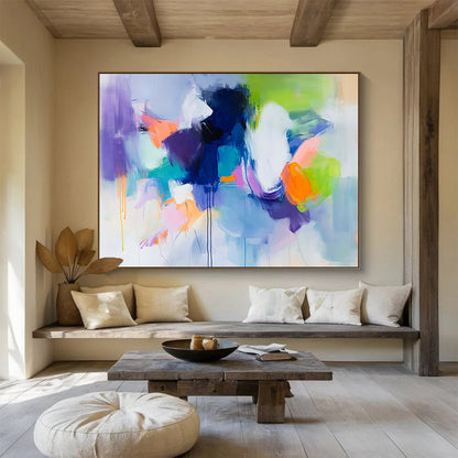 “Vibrant Abstract Mix” - Purple, Blue, Green, Orange, Bold Abstract Shapes Painting On Canvas HB1049