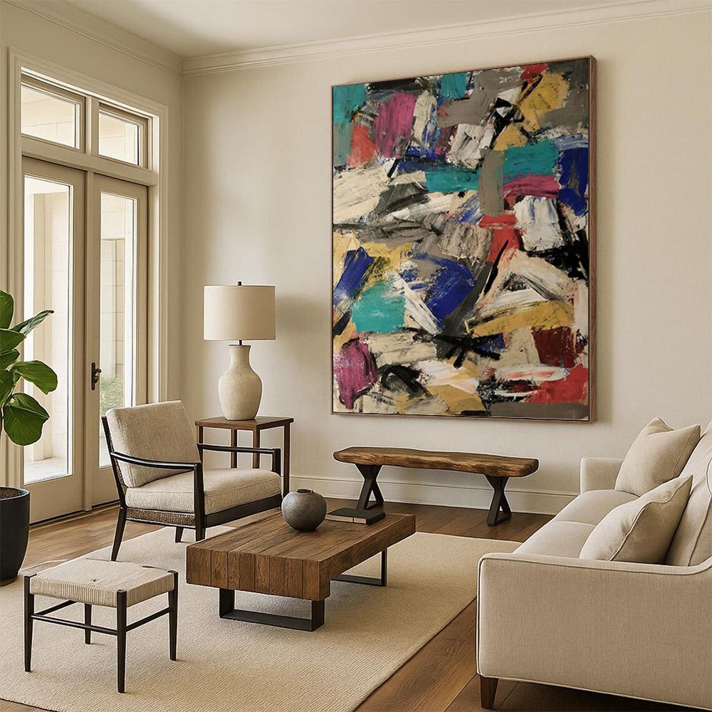 Vast Hand - Painted Custom Textured Canvas Abstract for Bar & Hotel Lobby DKH1039